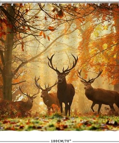 Fall Nature Deer Shower Curtain for Rustic Bathroom Decor - Bathroom Shower Curtain