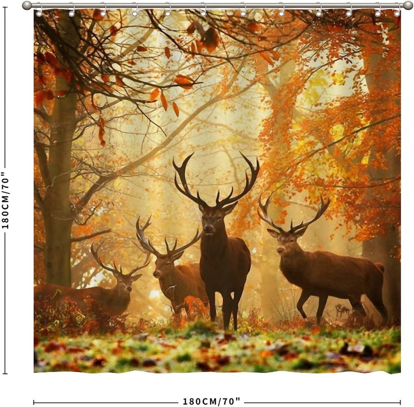 Fall Nature Deer Shower Curtain for Rustic Bathroom Decor - Bathroom Shower Curtain
