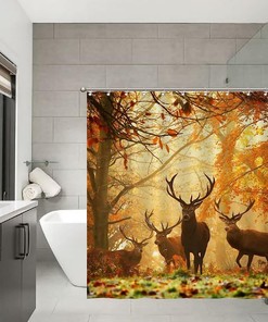 Fall Nature Deer Shower Curtain for Rustic Bathroom Decor - Bathroom Shower Curtain