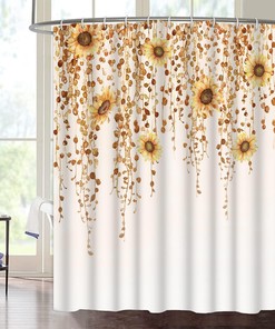 Fall Sunflower Shower Curtain - Rustic Autumn Bathroom Decor 