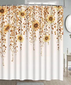 Fall Sunflower Shower Curtain - Rustic Autumn Bathroom Decor