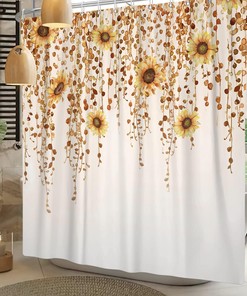 Fall Sunflower Shower Curtain - Rustic Autumn Bathroom Decor
