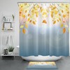 Fall Thanksgiving Yellow Leaf Shower Curtain With Abstract Sun Design For Autumnal Bathroom Decor