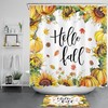 Fall Theme Harvest Shower Curtain with Maple Leaves and Sunflowers, Waterproof and Seasonal Decor