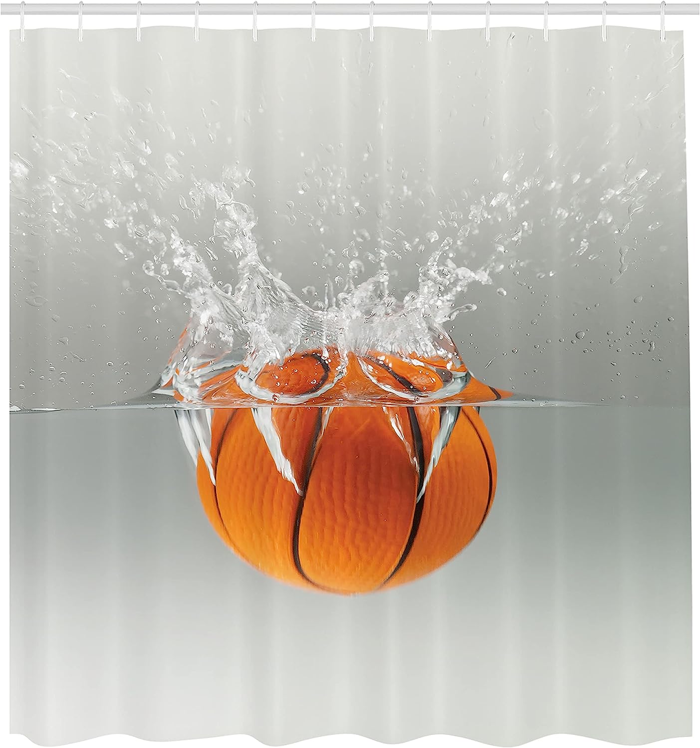 Falling Basketball In Water Shower Curtain For Sports-Themed Bathroom Decor - Image 2