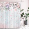 Falling Lilac Pink Rose Blossoms Shower Curtain, Romantic Floral Bathroom Decor Waterproof Fabric