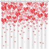 Falling Red Love Hearts Valentine's Day Shower Curtain for Romantic Bathroom Decors