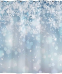 Falling Snowflake Bokeh Winter Shower Curtain For Frozen Wonderland Art Decoration By Allenjoy