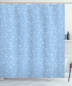Falling Snowflakes Winter Shower Curtain for Bathroom Decor