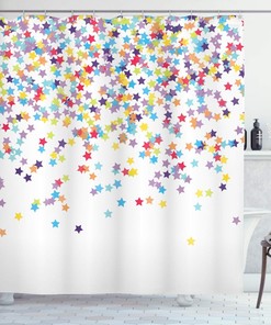 Falling Star Shaped Party Items Shower Curtain For Celebration Theme Bathroom Decor