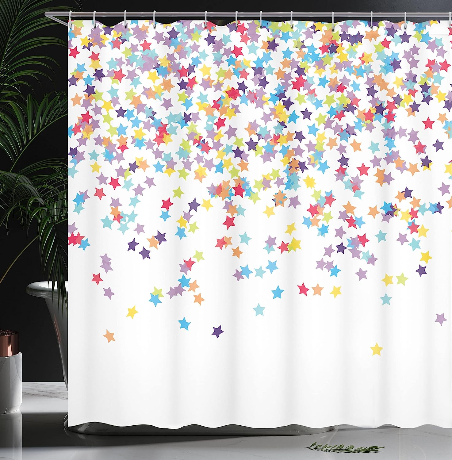 Falling Star Shaped Party Items Shower Curtain For Celebration Theme Bathroom Decor - Image 3