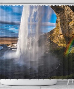 Falls Rock Shower Curtain With Rainbow Waterfall Design - Add An Aesthetic Touch To Your Bathroom