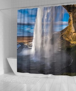 Falls Rock Shower Curtain With Rainbow Waterfall Design - Add An Aesthetic Touch To Your Bathroom