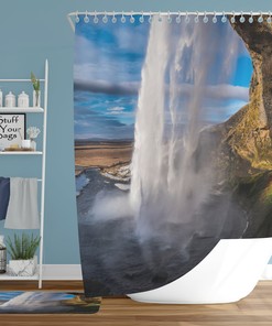 Falls Rock Shower Curtain With Rainbow Waterfall Design - Add An Aesthetic Touch To Your Bathroom