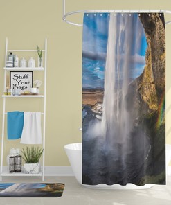 Falls Rock Shower Curtain With Rainbow Waterfall Design - Add An Aesthetic Touch To Your Bathroom