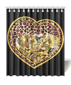 Family Tiger Fabric Shower Curtain - Gift for Animal Lovers and Cat Lovers