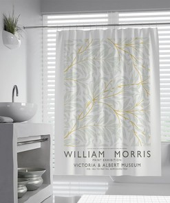 Famous Painting Print William Morris Shower Curtain With Multi-Leafy Plant Design For Your Artistic Bathroom