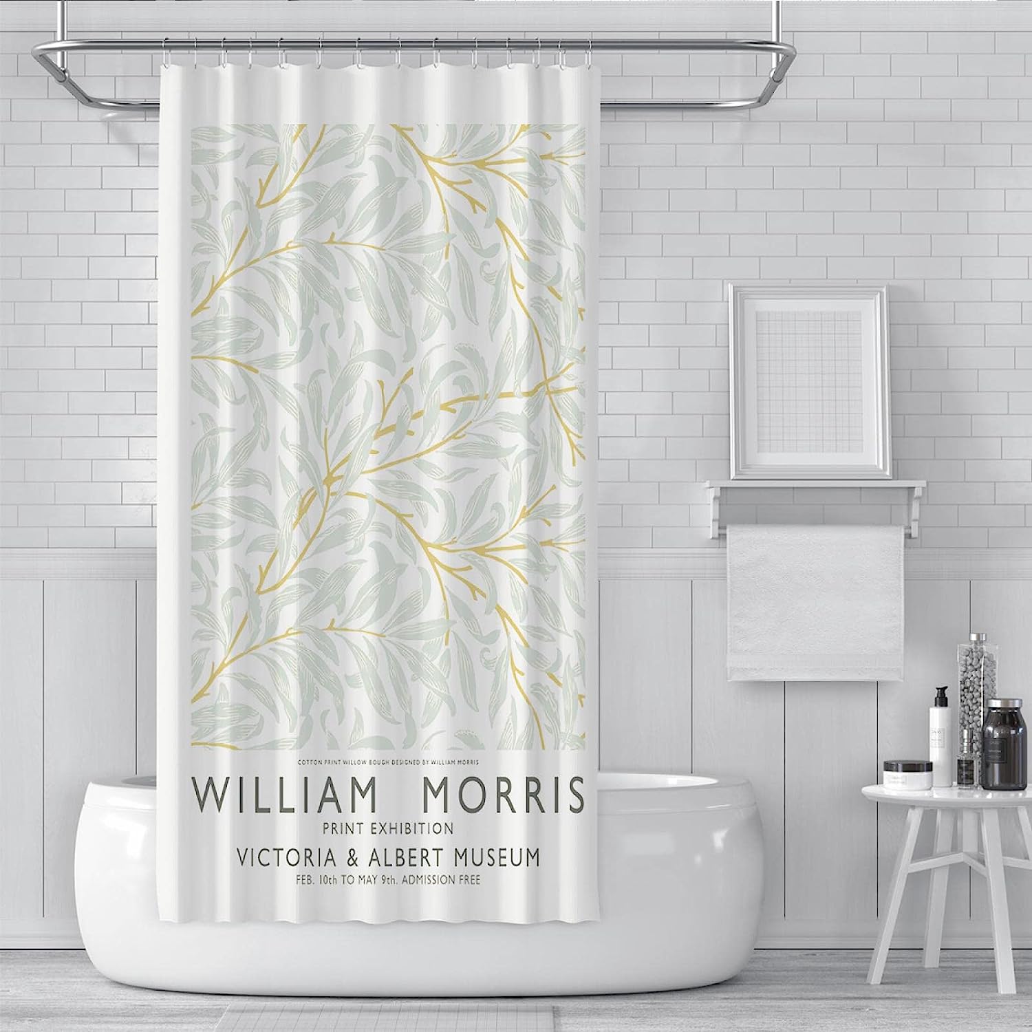 Famous Painting Print William Morris Shower Curtain With Multi-Leafy Plant Design For Your Artistic Bathroom - Image 2