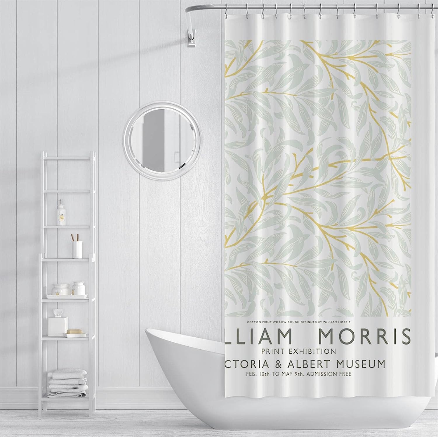 Famous Painting Print William Morris Shower Curtain With Multi-Leafy Plant Design For Your Artistic Bathroom - Image 3