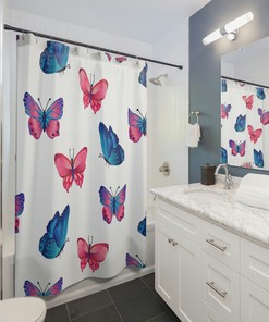 Fancy Baby Shower Gift Set With Matching Butterfly Shower Curtains - Ideal For Baby'S Bathroom Decor