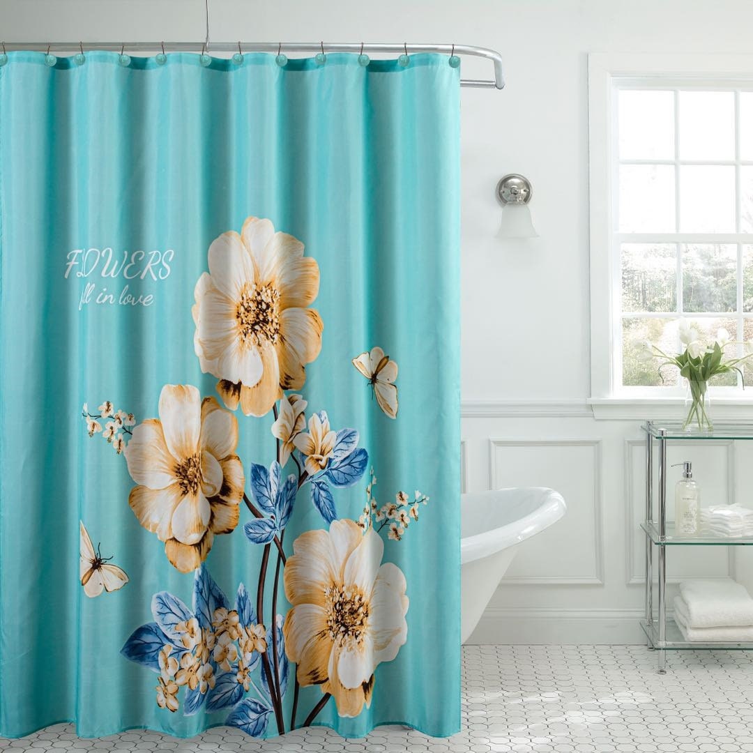 Fancy Flowers Garden Rose Shower Curtain - Pink And White Elegant Fabric