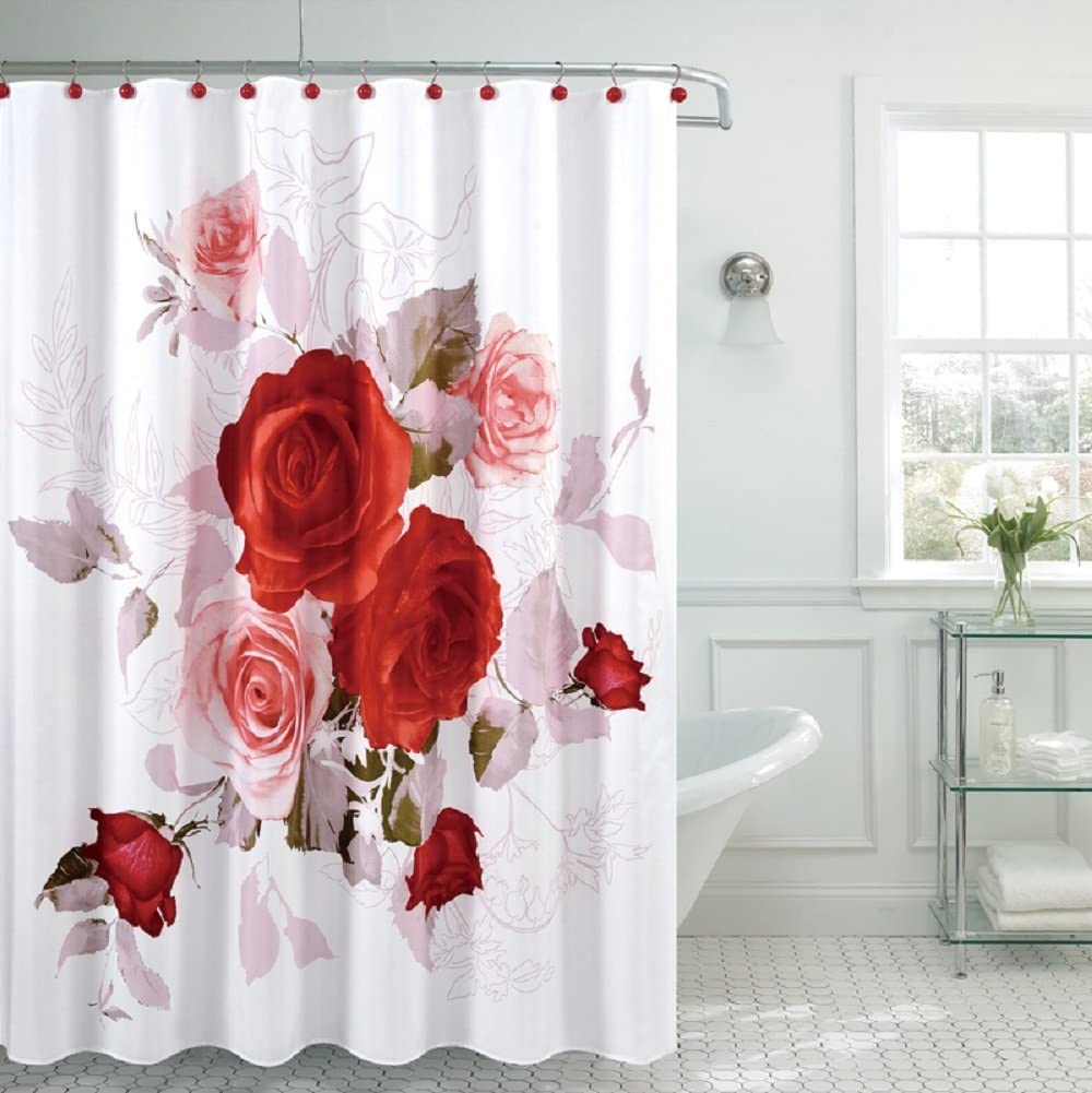 Fancy Garden Rose Fabric Shower Curtain - Bh Home &