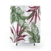 Fancy Stylish Boho Shower Curtain With White Sage Green Palm Leaves And Tropical Jungle Print