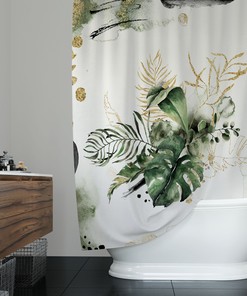 Fancy Watercolor Floral Shower Curtain For Jungle Tropical Boho Chic Bathroom