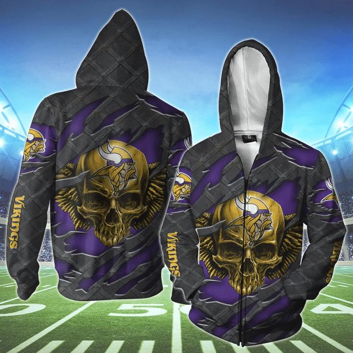 Fans Minnesota Vikings Skull 3D Hoodie - Perfect Gift For Fans