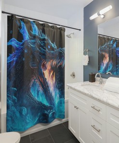 Fantastical Ice Dragon 2 Shower CurtainMythical Bathroom Decor