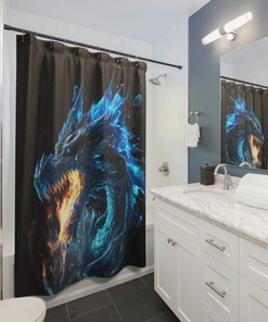 Fantastical Ice Dragon Shower CurtainMythical Bathroom Decor