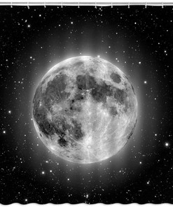 Fantasy Black Starry Sky Moonlight Shower Curtain for Galaxy Bathroom