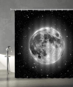 Fantasy Black Starry Sky Moonlight Shower Curtain for Galaxy Bathroom