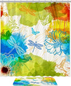 Fantasy Dragonflies Nature Unique Shower Curtain Waterproof Washable