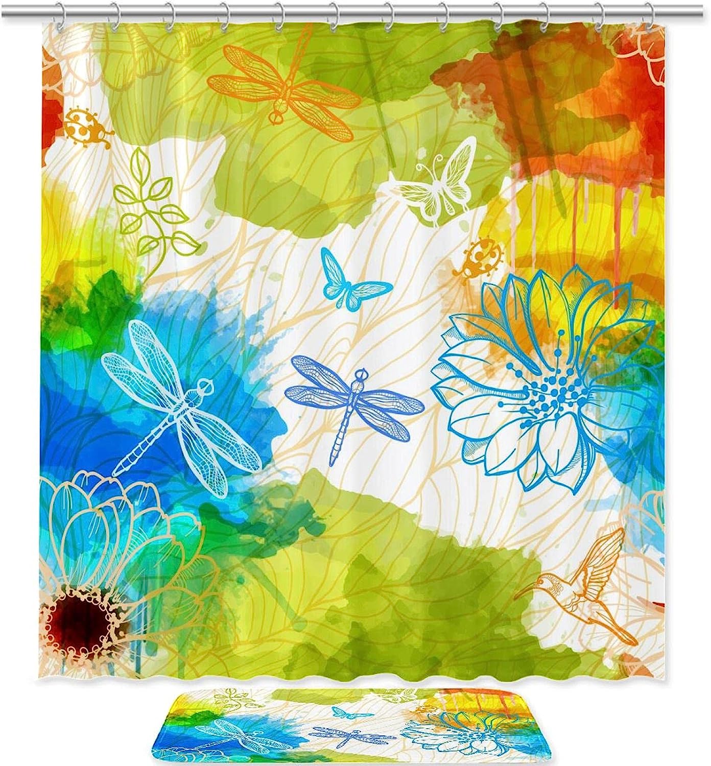 Fantasy Dragonflies Nature Unique Shower Curtain Waterproof Washable