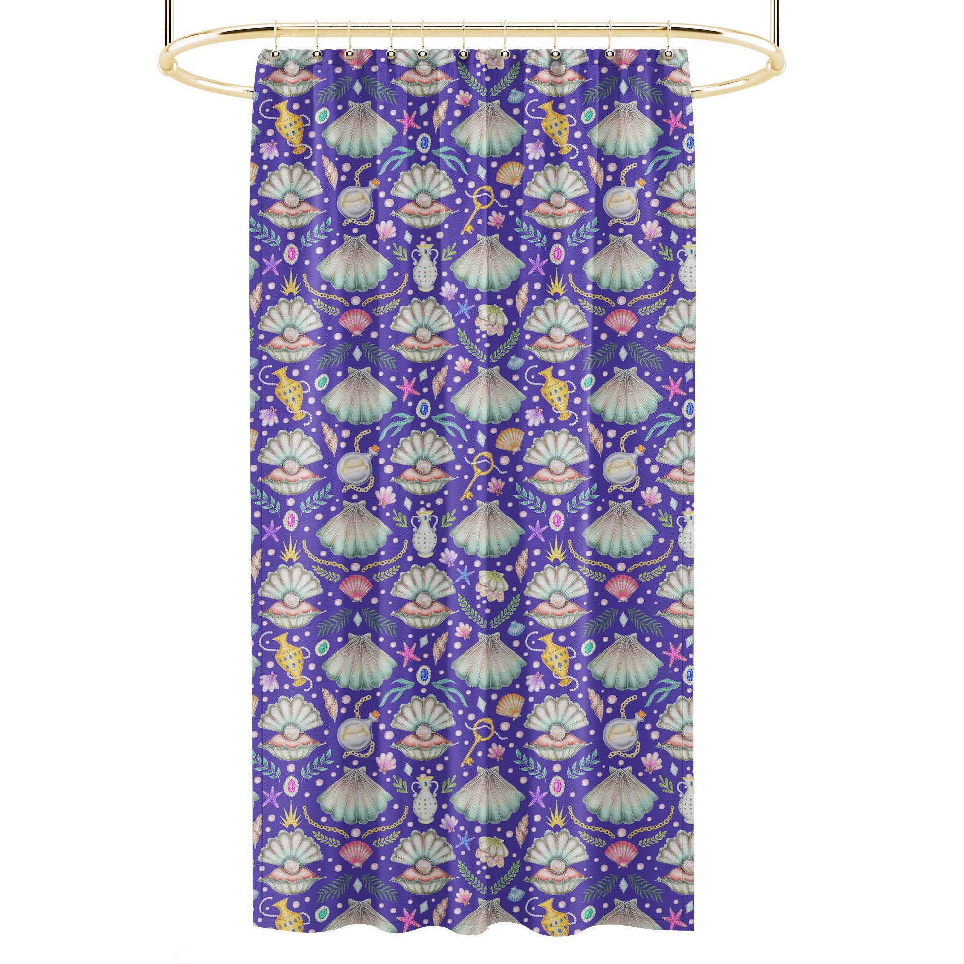 Fantasy Indigo Pearl Mermaid Shower Curtain - Unique Bathroom Decor