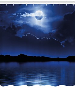 Fantasy Moon Calm Water Night Shower Curtain for a Majestic Bathroom