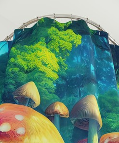 Fantasy Mushroom Forest Shower Curtain - Psychedelic and Surrealist Bathroom Decor