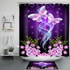 Fantasy Purple Flowers On This Floral Butterfly Shower Curtain For A Dreamy Bath 