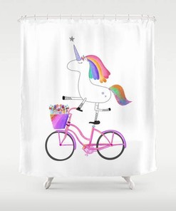 Fantasy Rainbow Unicorn Shower Curtain for Unique and Fun Bathroom Decor