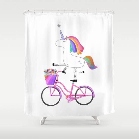 Fantasy Rainbow Unicorn Shower Curtain for Unique and Fun Bathroom Decor