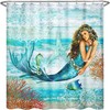 Fantasy Swimming Mermaid Print Cloth Shower Curtain For Bathroom Decor