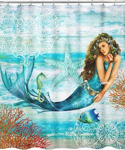 Fantasy Swimming Mermaid Print Cloth Shower Curtain For Bathroom Decor