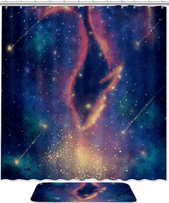 Fantasy Whale Waterproof Fabric Shower Curtain for Bathroom Decor