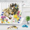 Farm Animal Watercolor Foal Little Horse Fabric Shower Curtain