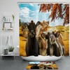 Farm Animals In Autumn Shower Curtain - Funny Cow Bathroom Decor For Fall Season