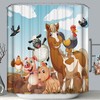 Farm Animals Kids Shower Curtain With Horse, Sheep, Pig, And Barnyard Print
