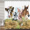 Farm Animals Shower Curtain - Waterproof Fabric With Cow Horse Pig Sheep Farm Prints For A Farmhouse Bathroom Decor