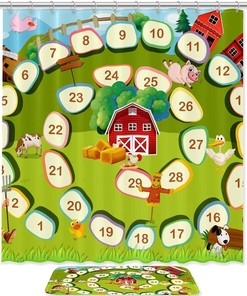 Farm Board Game Shower Curtain Bathroom