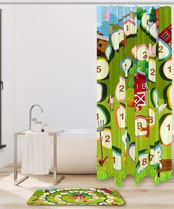 Farm Board Game Shower Curtain Bathroom